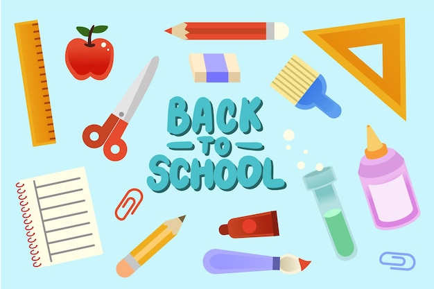Back to school background with items