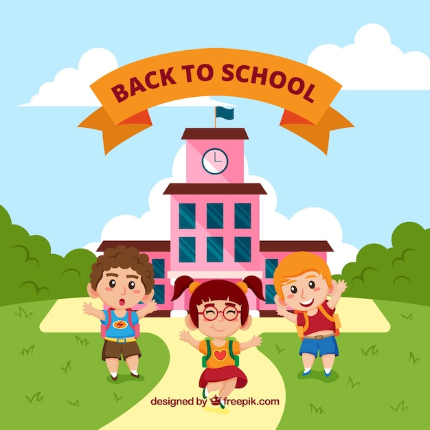 Free vector back to school background with kids