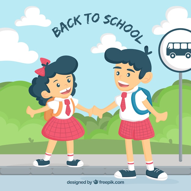 Free vector back to school background with kids