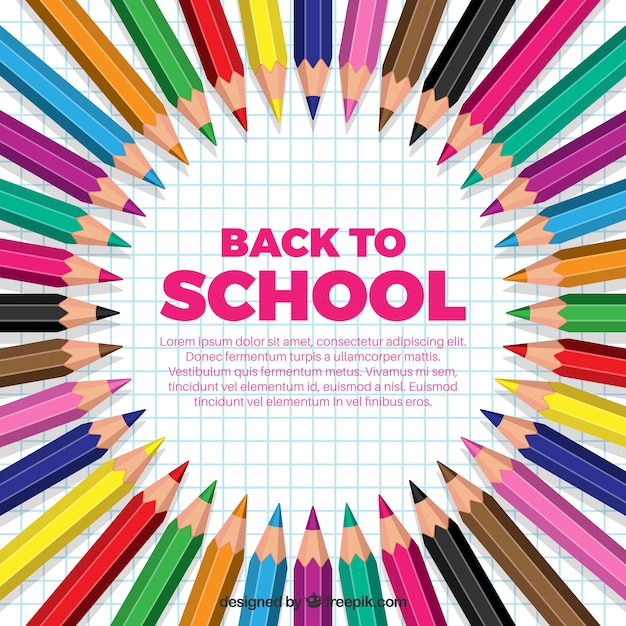 Back to school background with pencils in circle