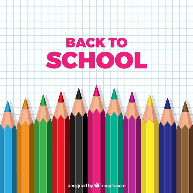 Back to school background with realistic pencils