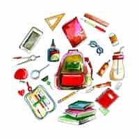 Free vector back to school background with school object watercolor