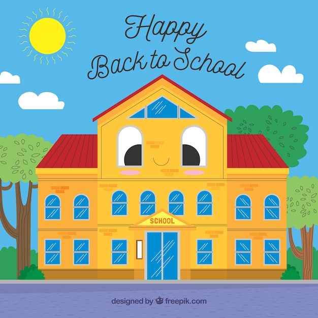 Free vector back to school background with school