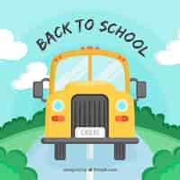 Free vector back to school background with schoolbus