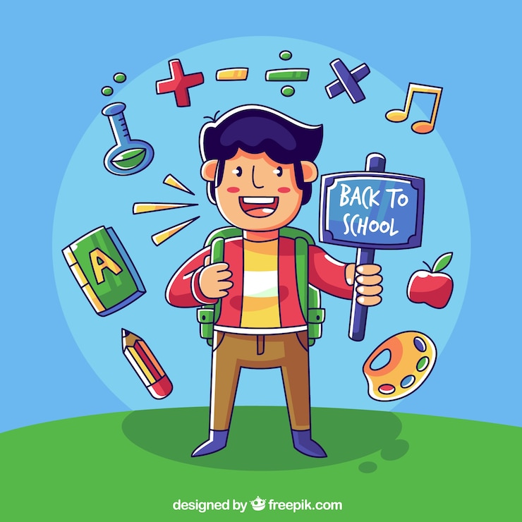 मुफ़्त वेक्टर back to school background with student