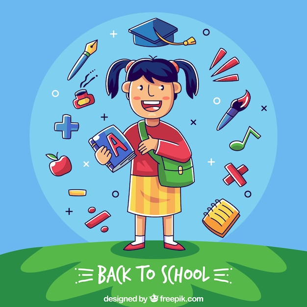 Free vector back to school background with student