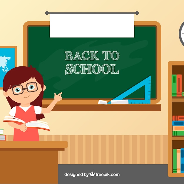 Back to school background with teacher
