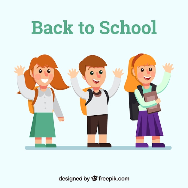 Back to school background with three kids