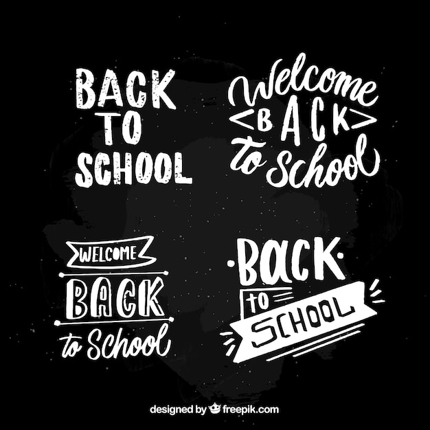 Free vector back to school badge collection in chalk style