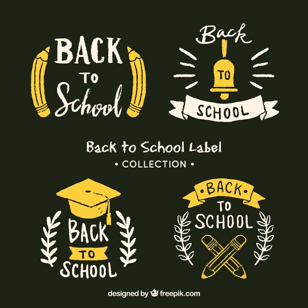 Back to school badge collection in chalk style