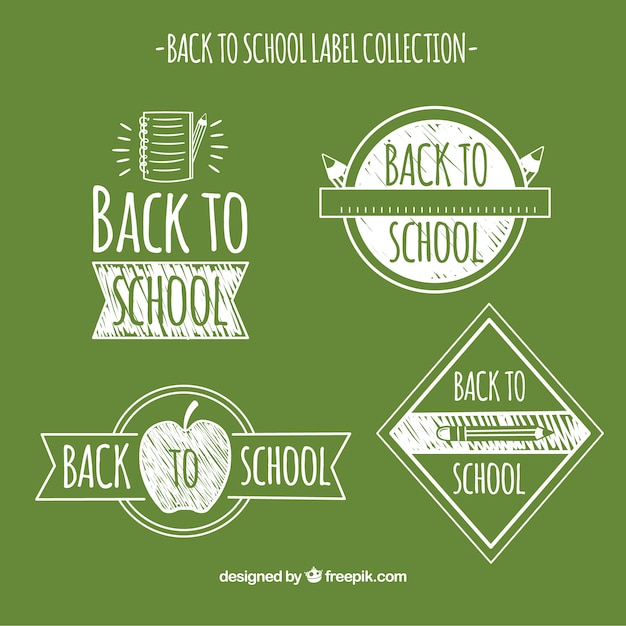 Back to school badge collection in chalk style
