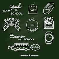 Free vector back to school badges collection in chalkboard style