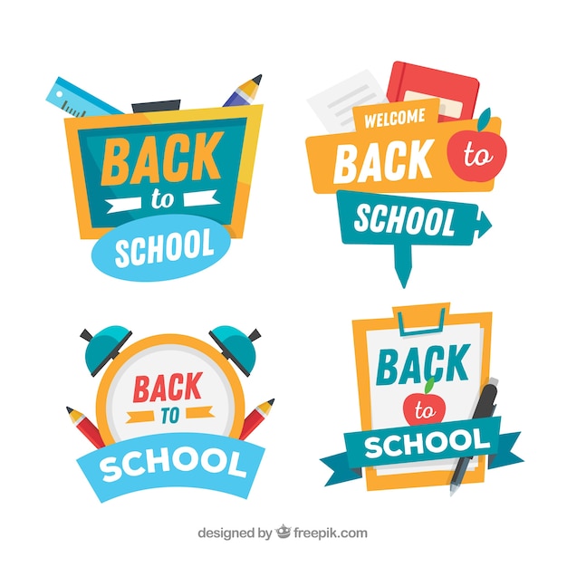 Free vector back to school badges collection with elements