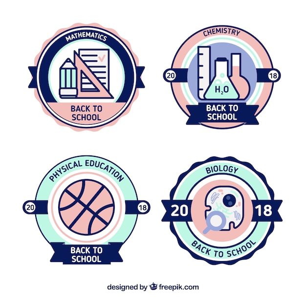 Free vector back to school badges collection with elements