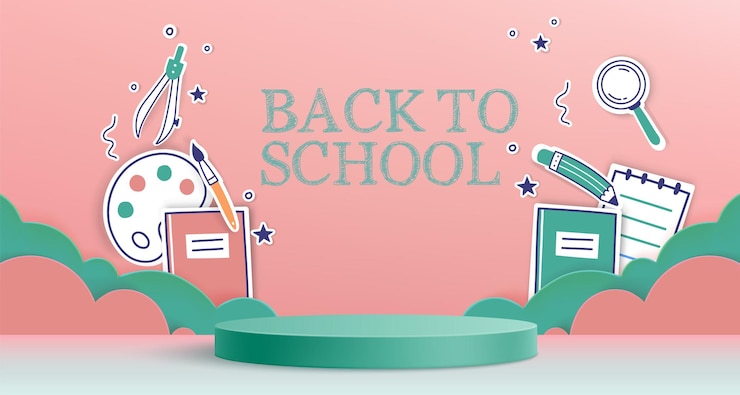 Free Vector back to school banner design with circular podium