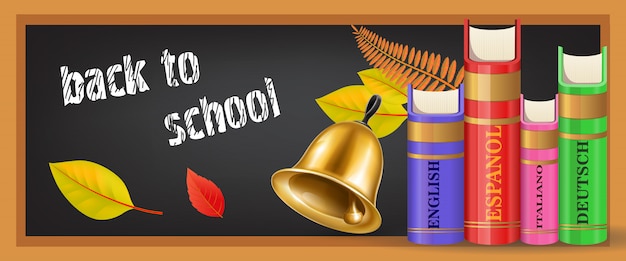 Free vector back to school banner with bell