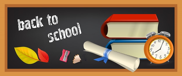 Free vector back to school banner with books