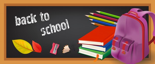 Back to school banner with pencils