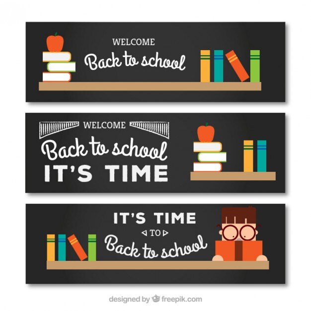 Free Vector back to school banners in blackboard style