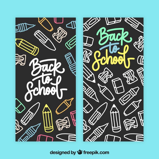 Back to school banners in chalk style