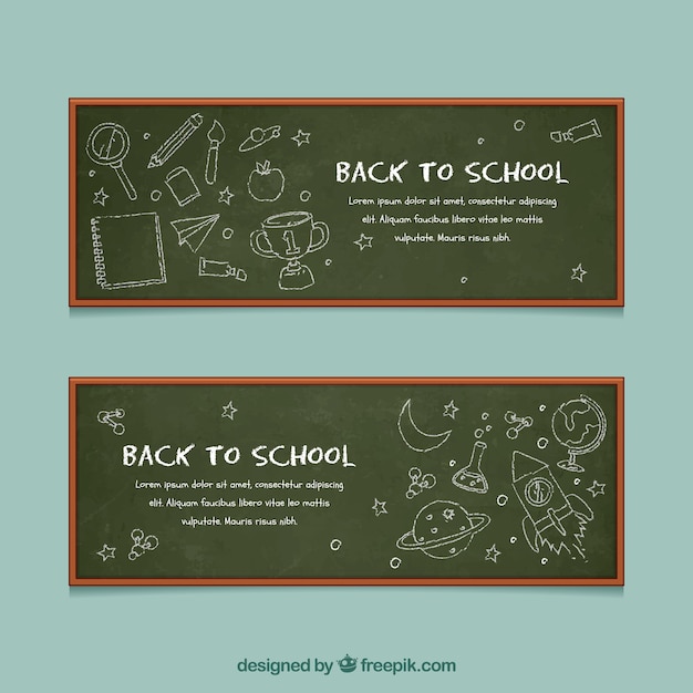 Back to school banners collection in chalkboard style