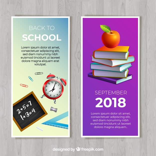 Back to school banners in detailed style