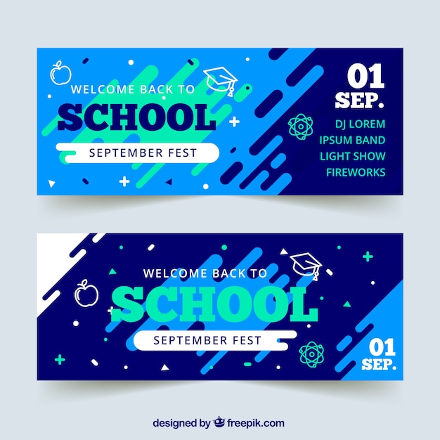 Free vector back to school banners in flat style