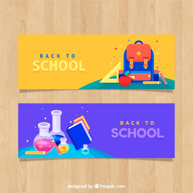 Free vector back to school banners in flat style