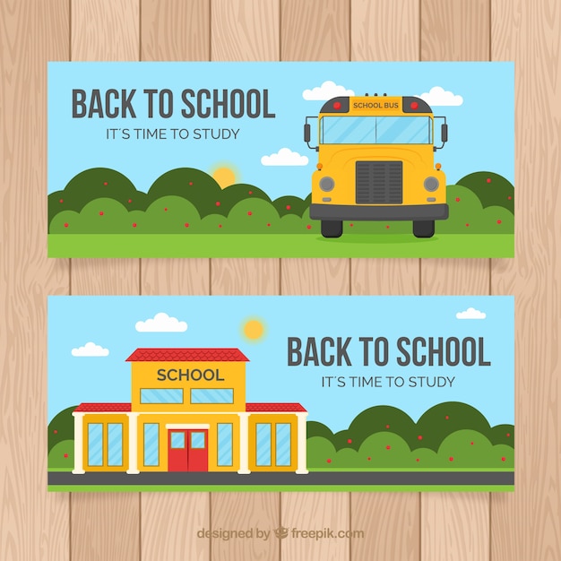 Free vector back to school banners in flat style