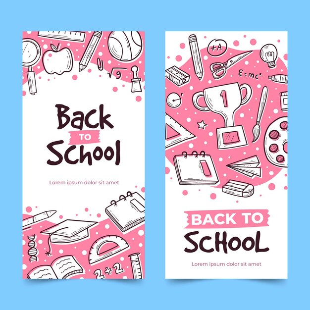 Back to school banners hand-drawn