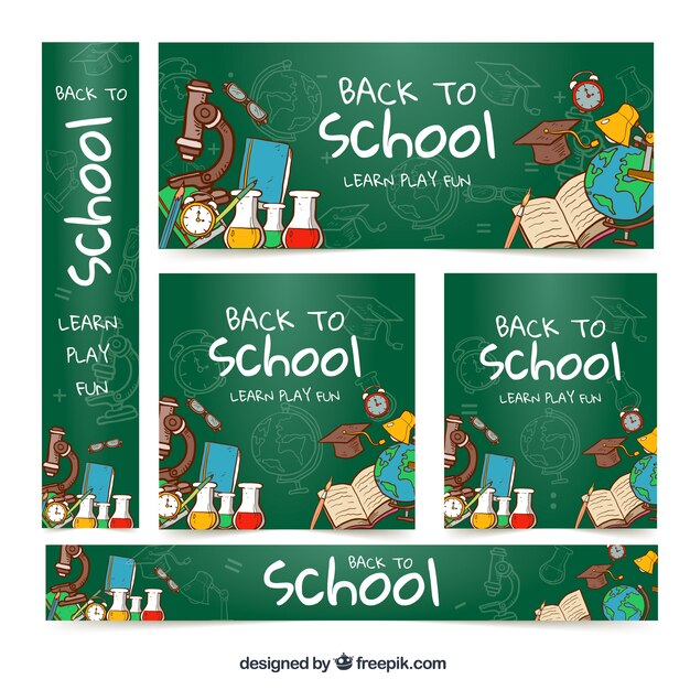 Back to school banners with elements