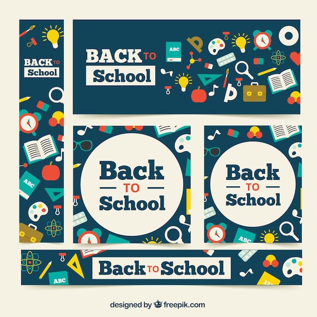 Free vector back to school banners with elements