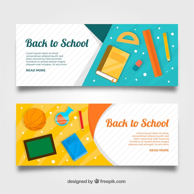 Back to school banners with elements