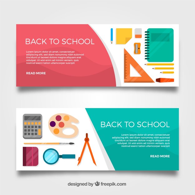 Back to school banners with elements