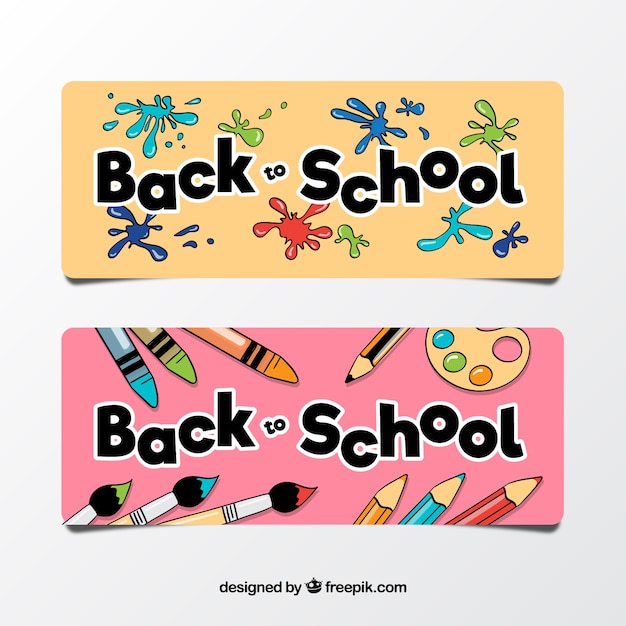 Free vector back to school banners with elements