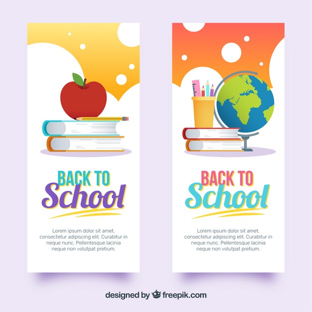 Back to school banners with elements