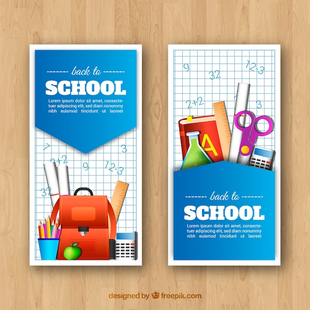 Back to school banners with elements