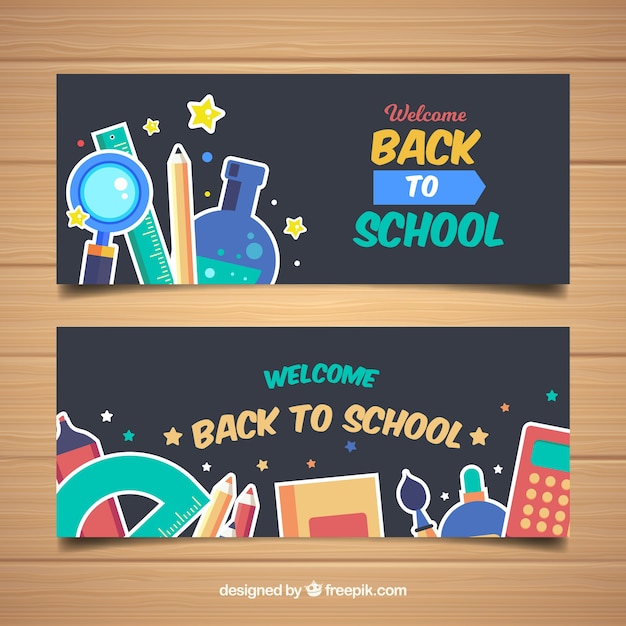 Free vector back to school banners with flat design