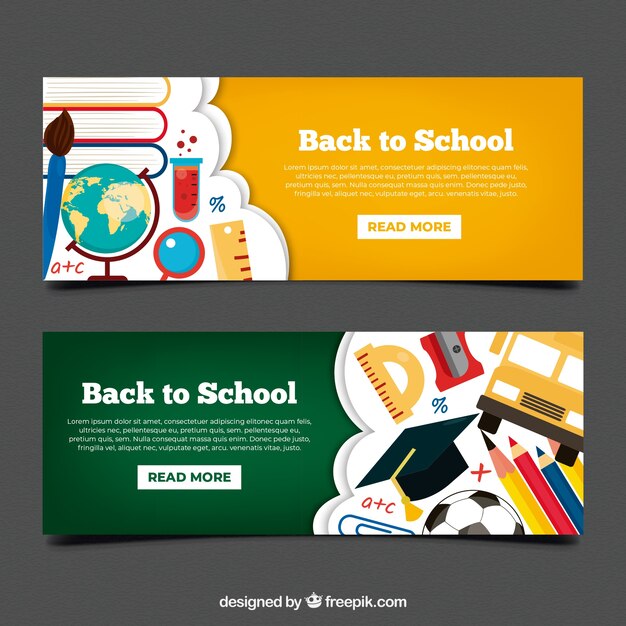 Back to school banners with flat design