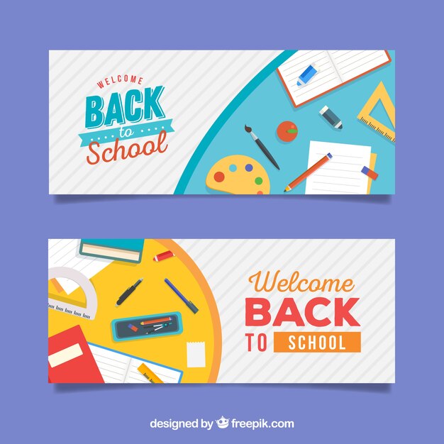 Free vector back to school banners with flat design
