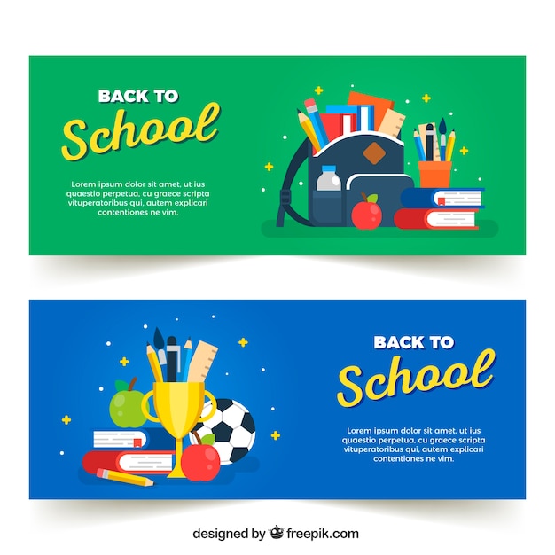 Free vector back to school banners with flat design