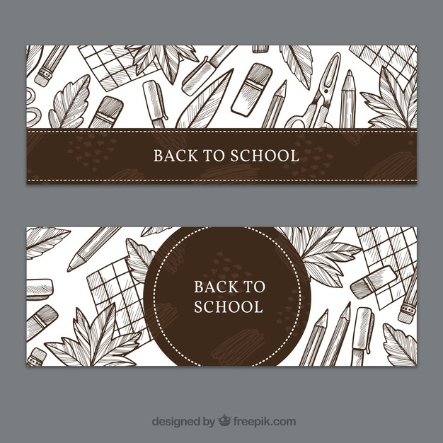 Back to school banners with hand drawn style