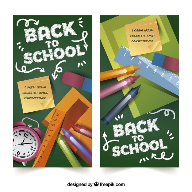 Back to school banners with realistic style