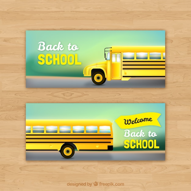 Снова в школьные баннеры со школьным автобусом