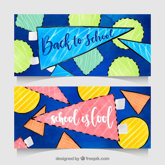 Back to school banners with watercolor style