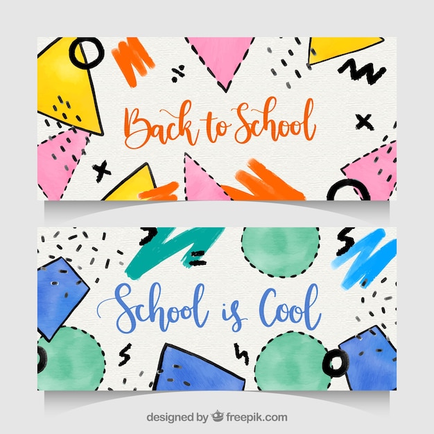 Torna a scuola banner con stile acquerello