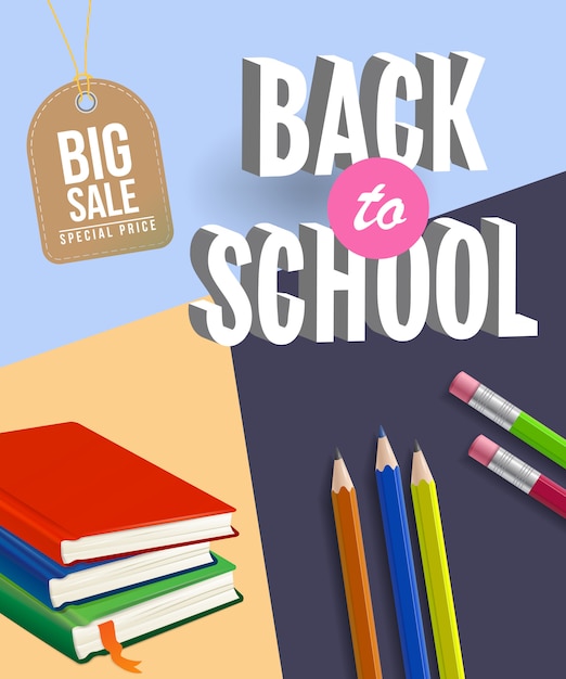 Free vector back to school big sale poster with notebooks