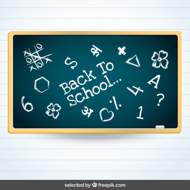 Free Vector back to school blackboard with doodles