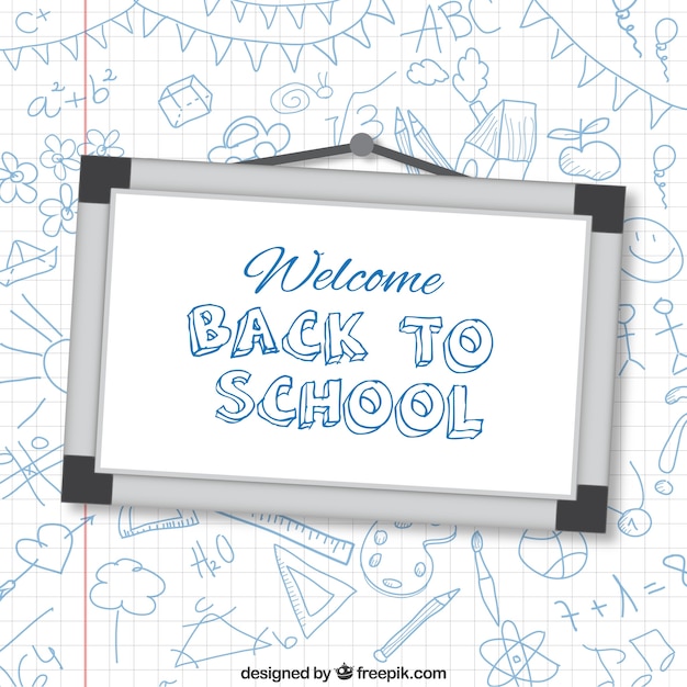 Free vector back to school board on background with doodles