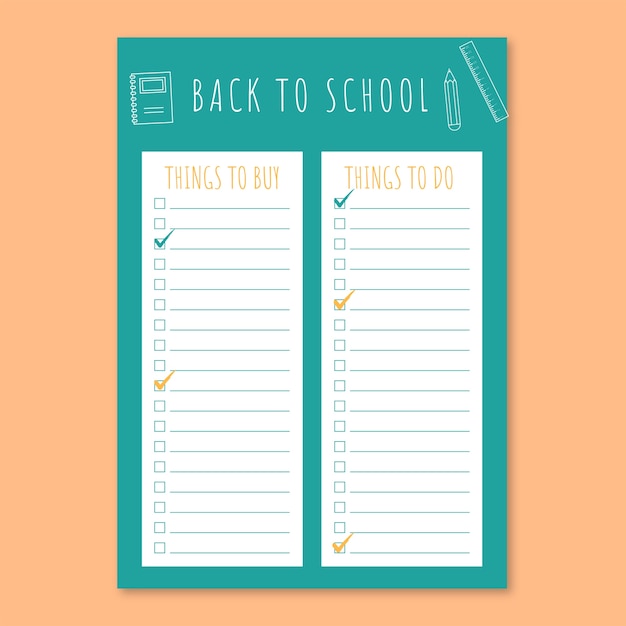 Free vector back to school to buy and to do checklist